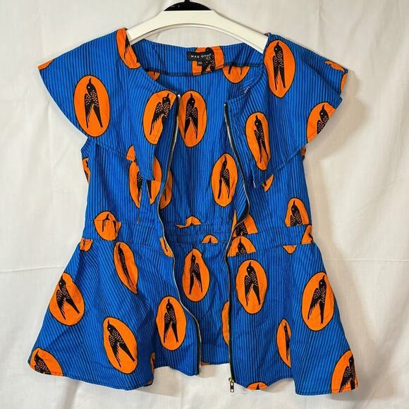 Mae Otti African Print Top Orange Blue Designer 3XL Tabitha Brown Urban Work BBW - Picture 7 of 15